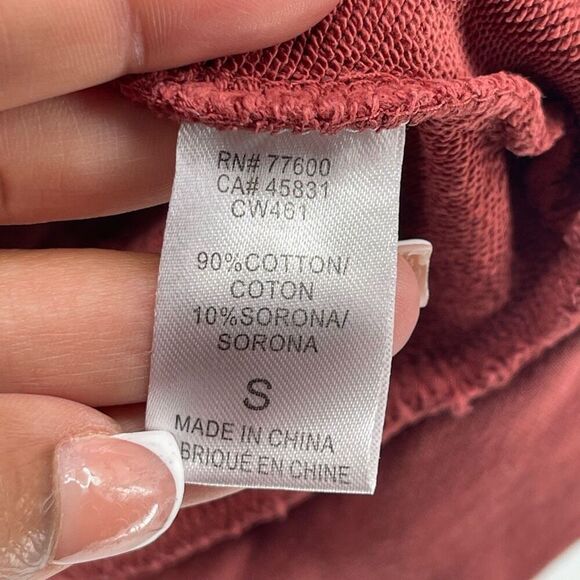 Chaser Women’s Oversized Pullover Hoodie Sweatshirt Small Rust Orange Cotton - Picture 9 of 13